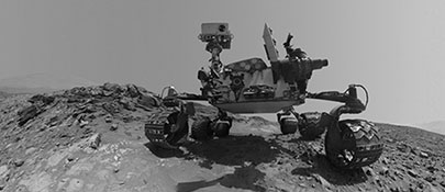 The Rover Curiosity on Mars.