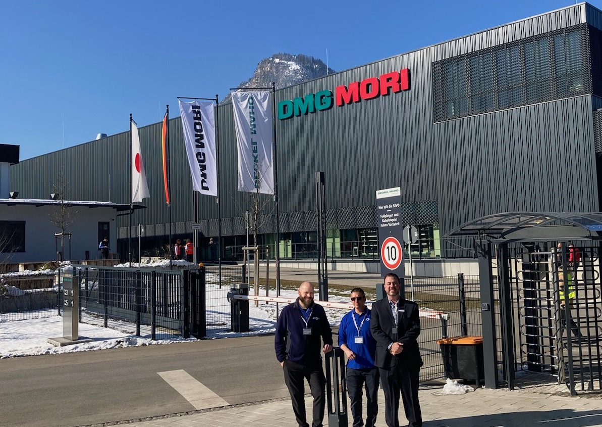 Mike Miller, Josh Gates, and Patrick Emmer at DMG MORI in Pfronten, Germany